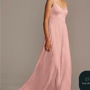David's Bridal Blush V-Neck Spaghetti-Strap Maxi Dress